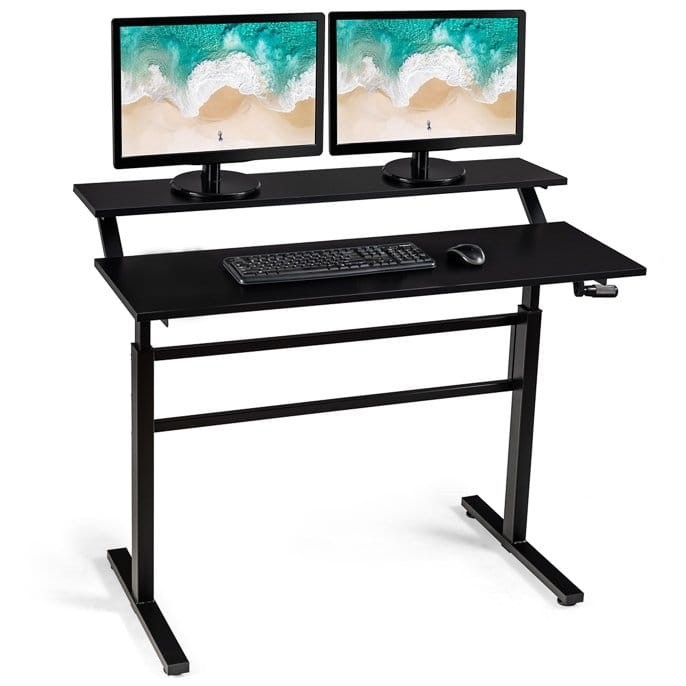 Biurko z regulacją wysokości i półką na monitor
