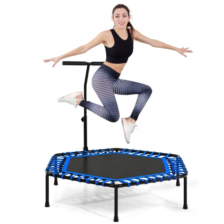 Trampolina fitness z uchwytem i cichymi gumami bungee