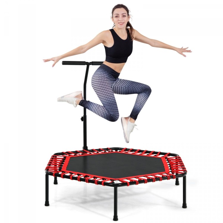 Trampolina fitness z uchwytem i cichymi gumami bungee