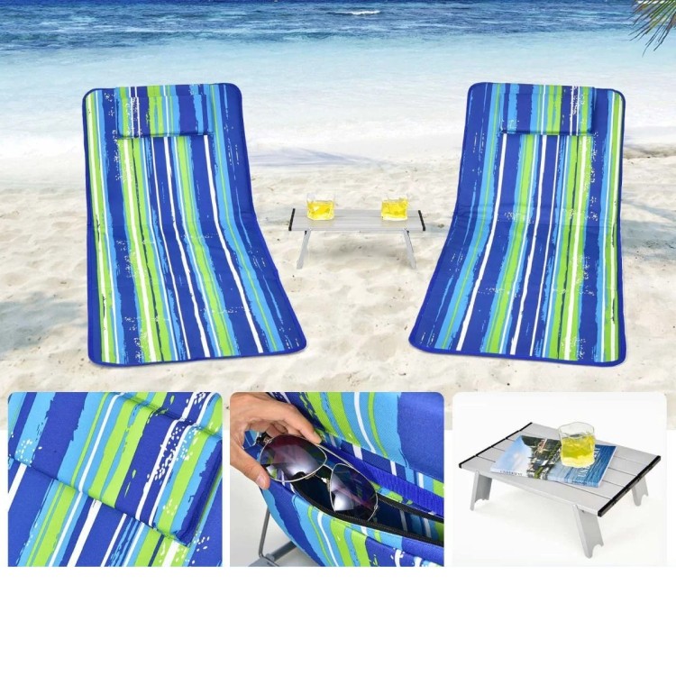 Zestaw leżak plażowy 2 szt ze stołem
