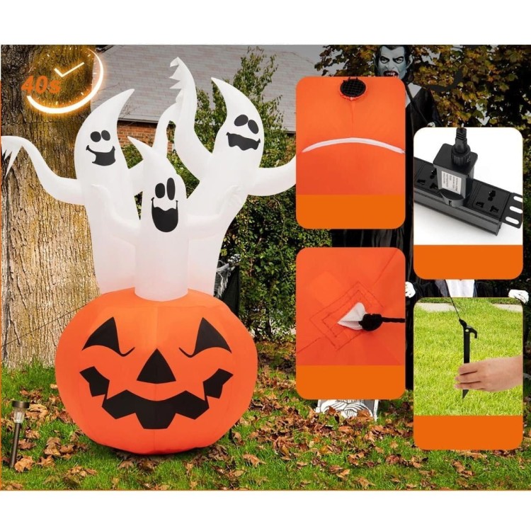 Dekoracja Halloween duchy z dynią 140 x 90 x 182 cm