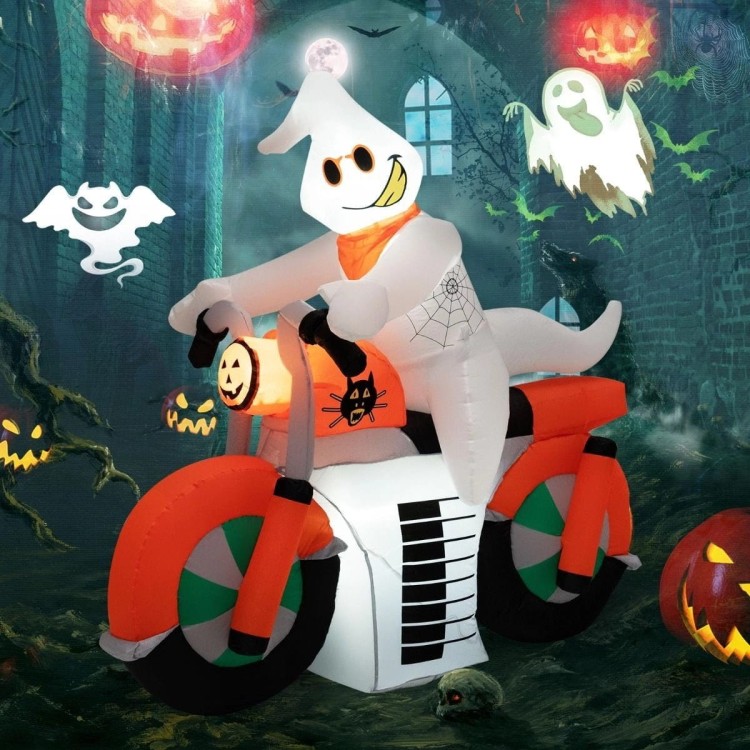 Dekoracja Halloween duch na motorze ze światłami LED