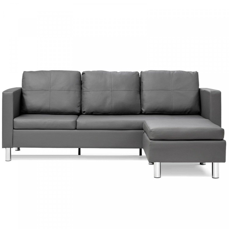 Sofa ze sztucznej skóry z podnóżkiem 188 x 62 x 60 cm