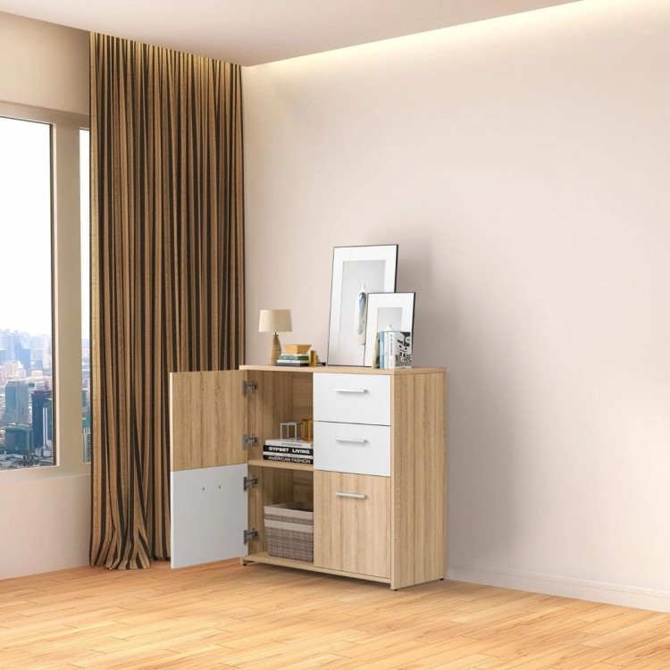 Komoda z 2 szafkami i 3 szufladami 77 x 28,5 x 77,5 cm
