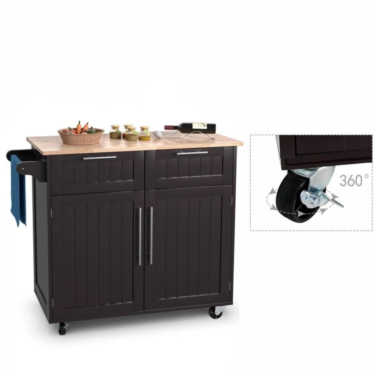 Wyspa kuchenna na kółkach z szafkami i szufladami 94 x 46 x 94 cm