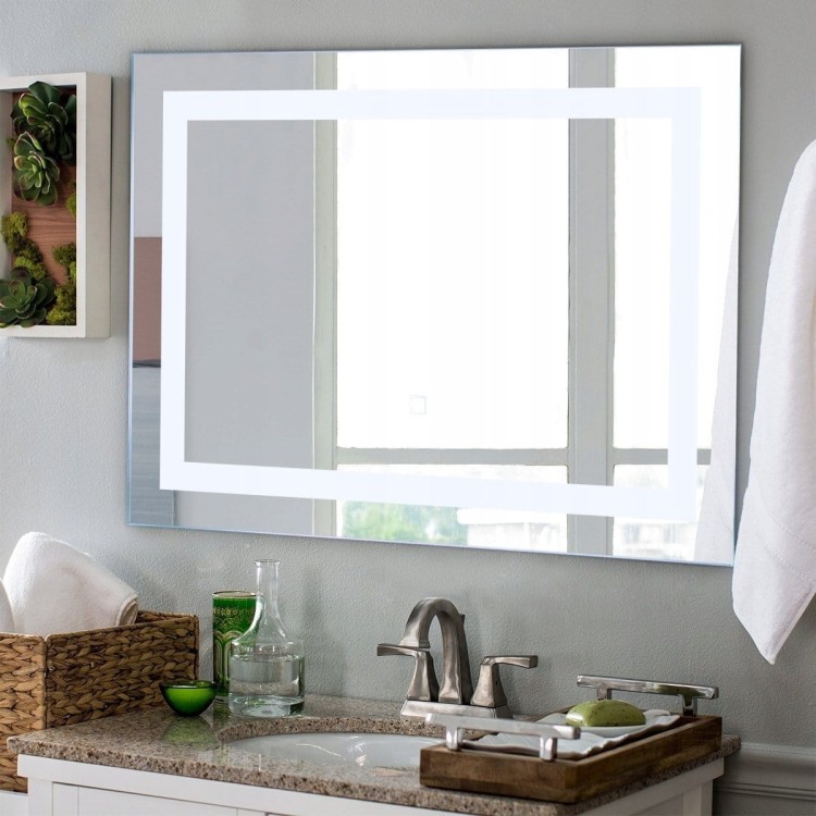 Lustro łazienkowe z podświetleniem led na dotyk 70x50 cm