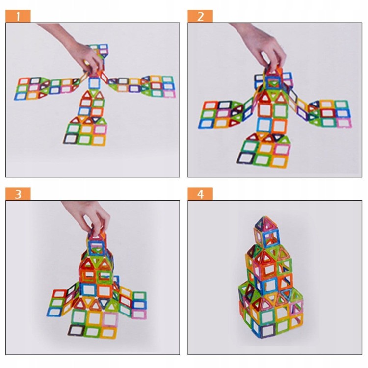 Klocki magnetyczne zestaw edukacyjny 158 szt.
