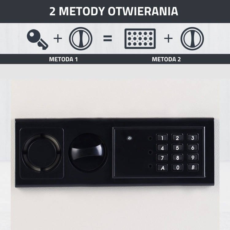 Sejf ścienny elektroniczny ze stali na szyfr i klucz