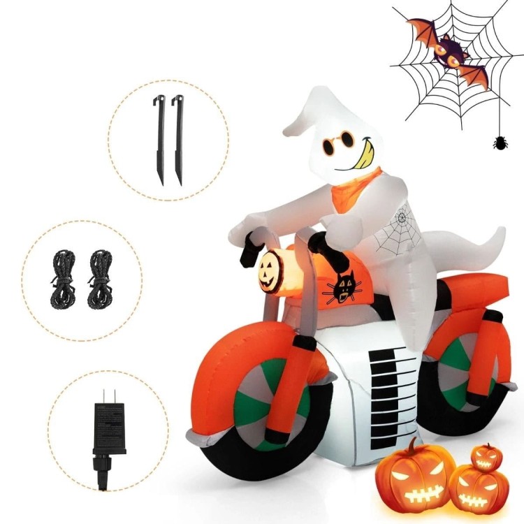 Dekoracja Halloween duch na motorze ze światłami LED
