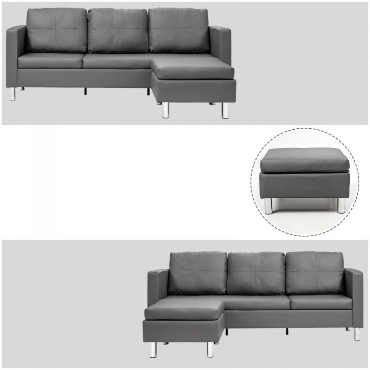 Sofa ze sztucznej skóry z podnóżkiem 188 x 62 x 60 cm