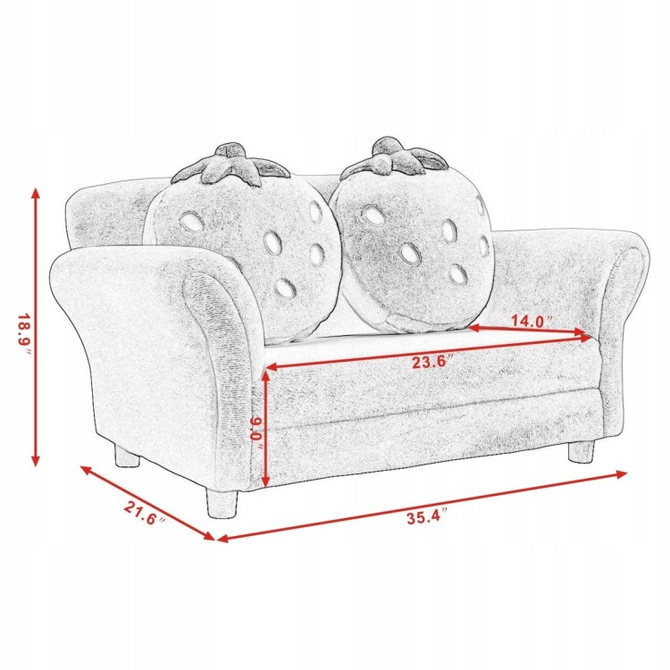 Mini sofa kanapa dla dzieci truskawka