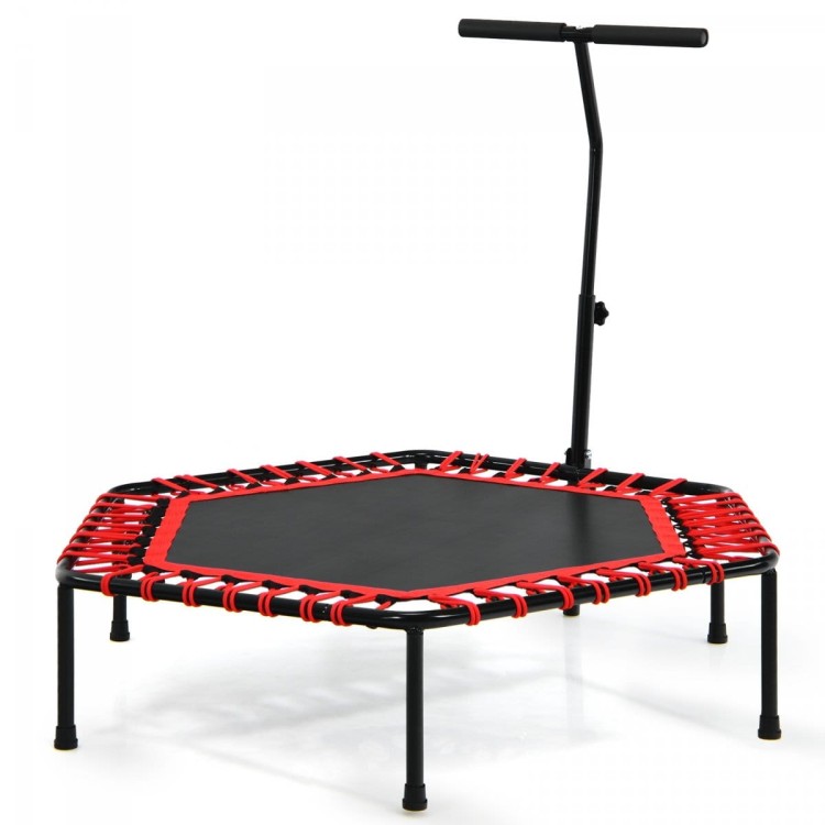 Trampolina fitness z uchwytem i cichymi gumami bungee