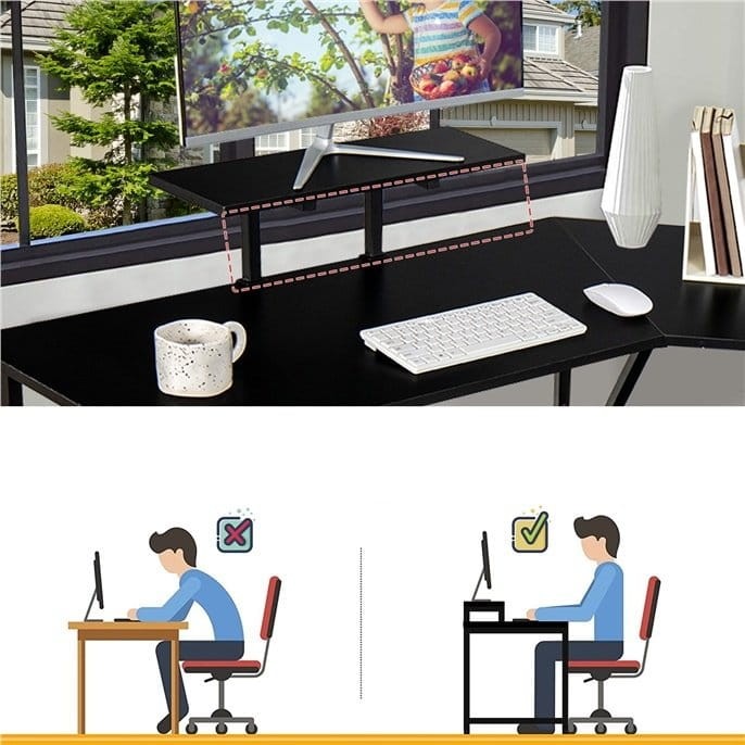 Biurko narożne z podstawką pod monitor 225 x 48 x 91 cm