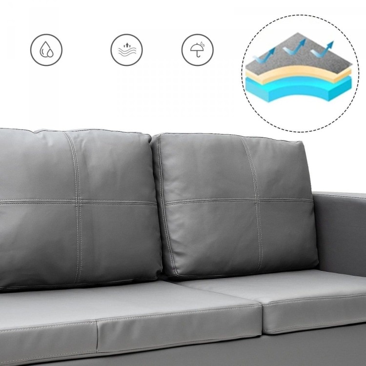 Sofa ze sztucznej skóry z podnóżkiem 188 x 62 x 60 cm