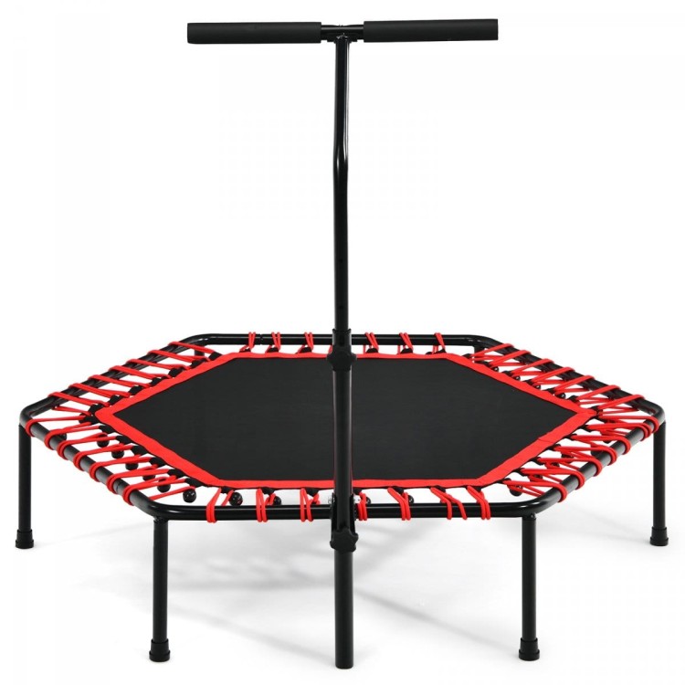 Trampolina fitness z uchwytem i cichymi gumami bungee