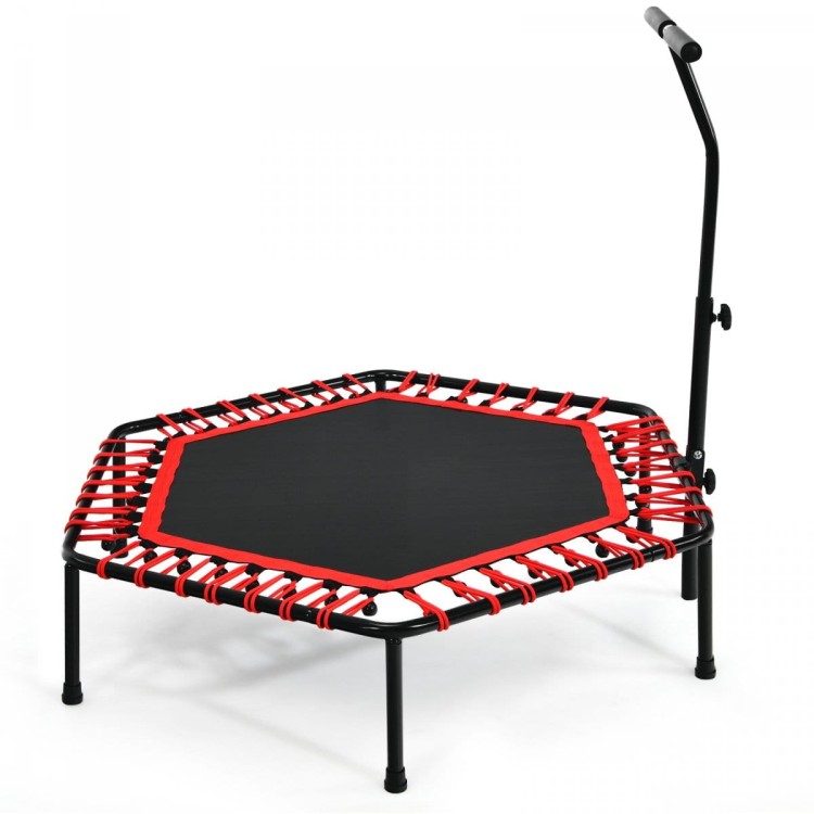 Trampolina fitness z uchwytem i cichymi gumami bungee