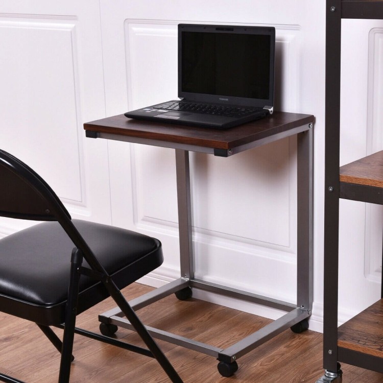 Wysoki stolik boczny w stylu industrialnym z kółkami pod laptopa