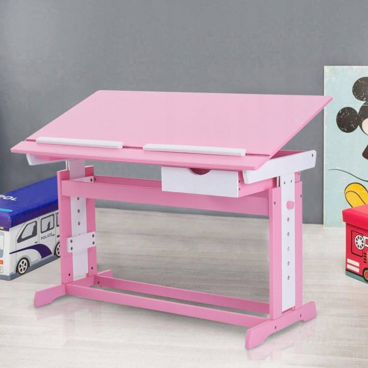 Biurko szkolne stół kreślarski dla dziecka pink