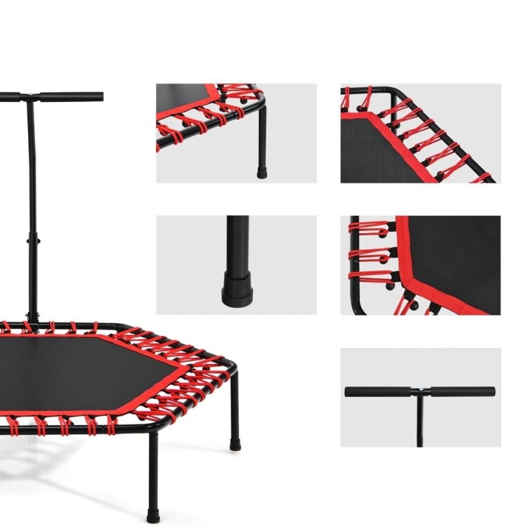 Trampolina fitness z uchwytem i cichymi gumami bungee