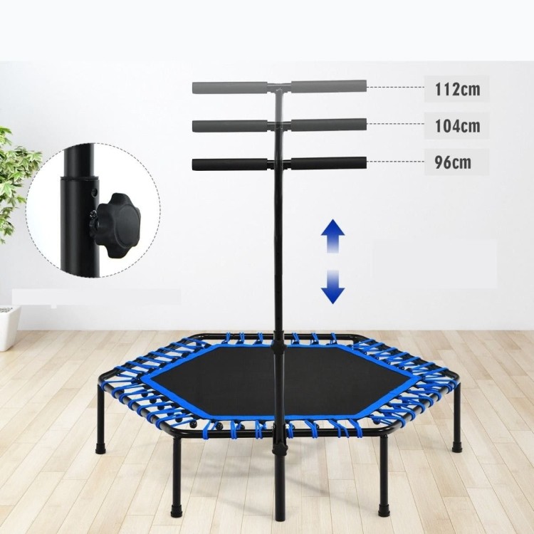 Trampolina fitness z uchwytem i cichymi gumami bungee