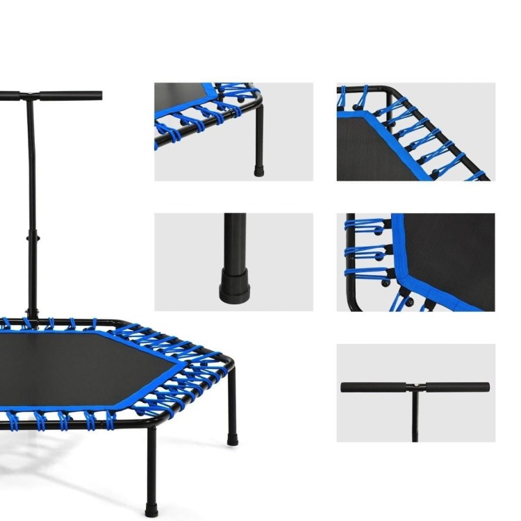 Trampolina fitness z uchwytem i cichymi gumami bungee