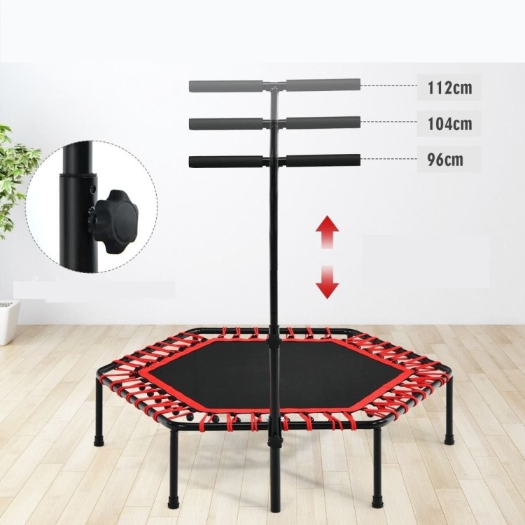 Trampolina fitness z uchwytem i cichymi gumami bungee