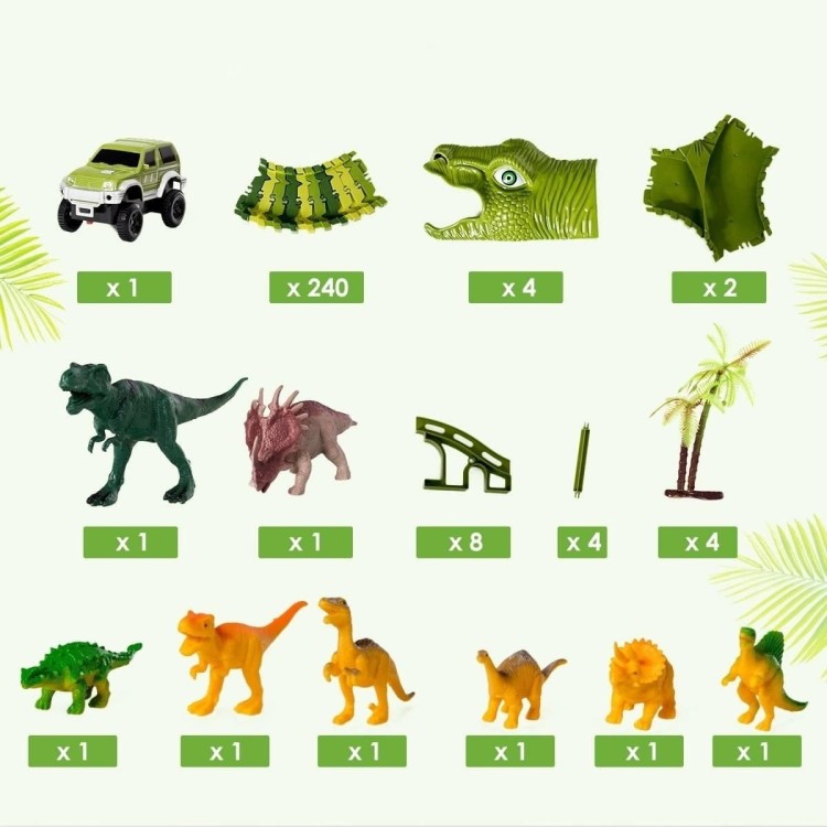 Zabawkowy tor samochodowy z dinozaurami