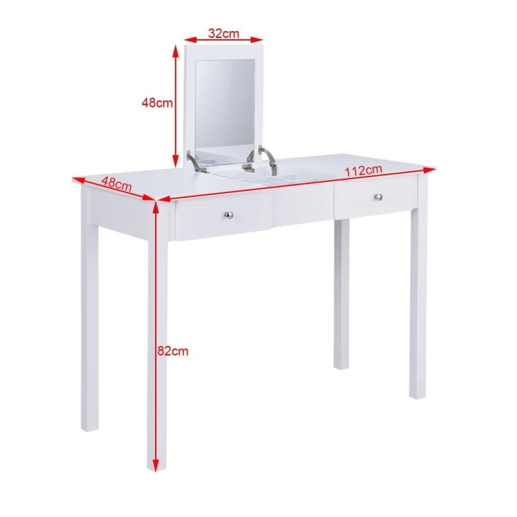 Toaletka ze składanym lustrem i szufladami 2w1 112 x 48 x 82