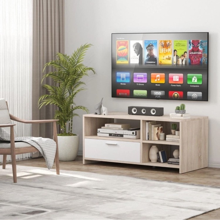 Nowoczesna szafka RTV  komoda z półkami i szufladą 110 x 52,5 x 49 cm