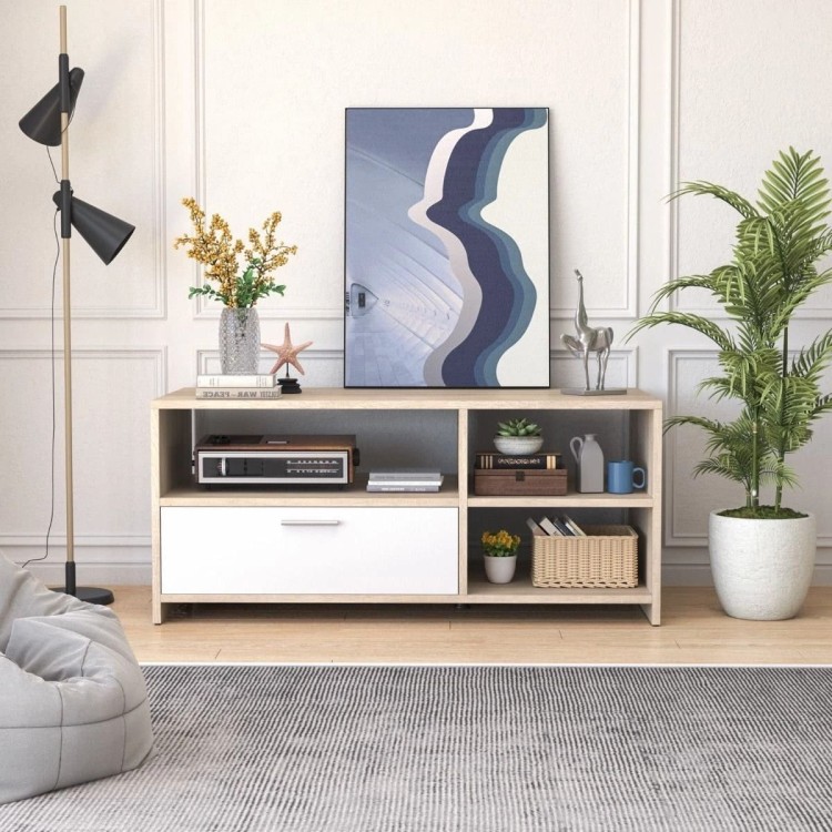 Nowoczesna szafka RTV  komoda z półkami i szufladą 110 x 52,5 x 49 cm