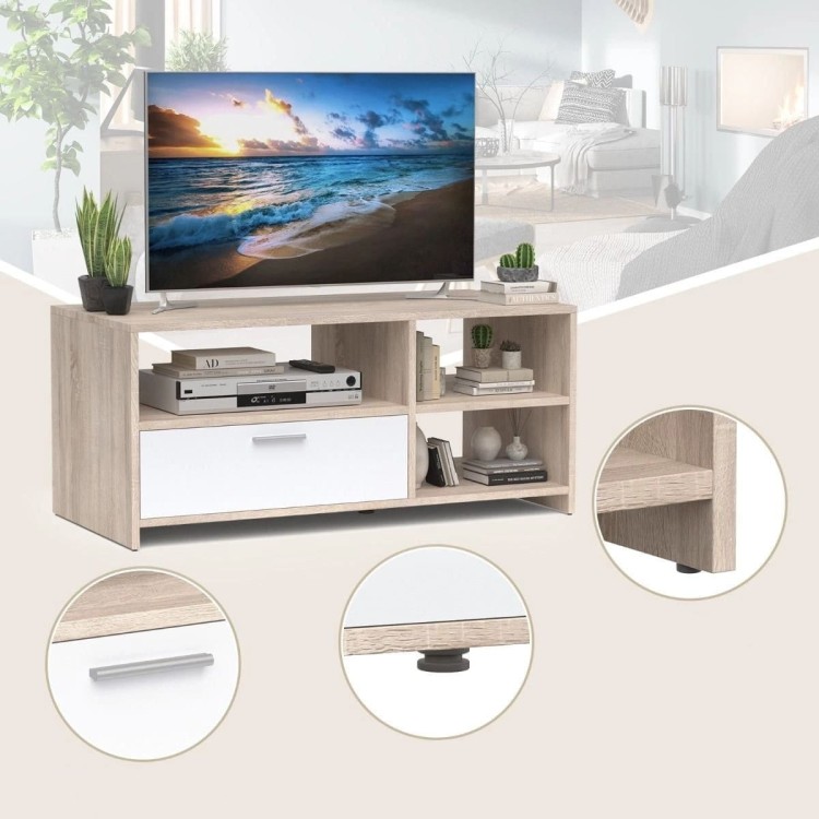Nowoczesna szafka RTV  komoda z półkami i szufladą 110 x 52,5 x 49 cm