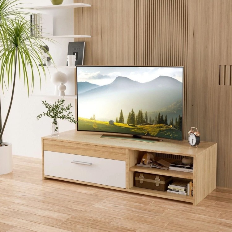 Komoda RTV z szafką i półkami 120 x 32 x 42 cm