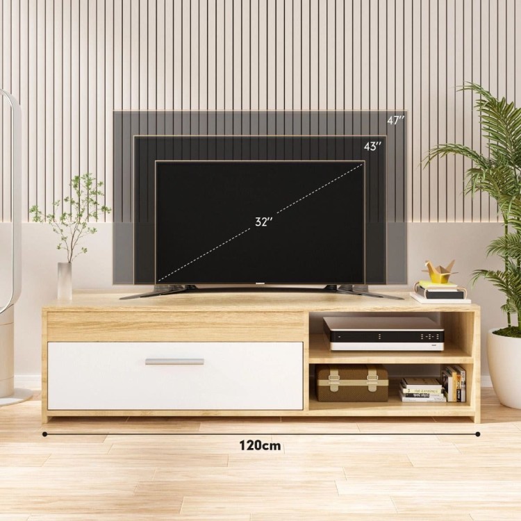 Komoda RTV z szafką i półkami 120 x 32 x 42 cm