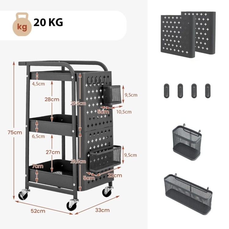 Wielofunkcyjny wózek kuchenny Organizer 52 x 33 x 75 cm