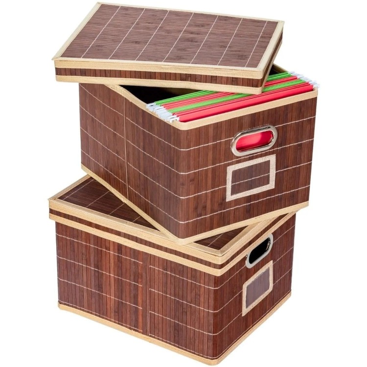 2 kosze organizery z bambusa 41 x 34 x 26 cm