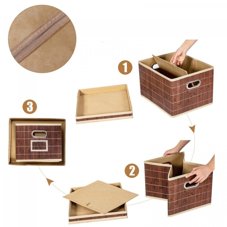 2 kosze organizery z bambusa 41 x 34 x 26 cm
