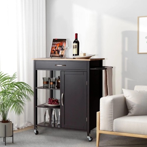 Wyspa kuchenna na kółkach z szufladą i drzwiczkami 87 x 47 x 91 cm