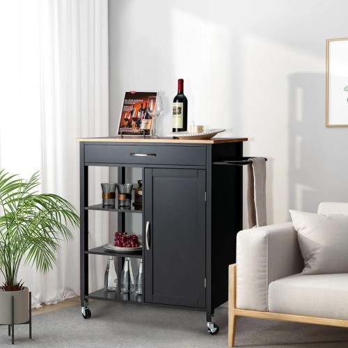 Wyspa kuchenna na kółkach z szufladą i drzwiczkami 87 x 47 x 91 cm