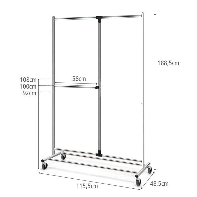 Regulowany wieszak na ubrania 115,5 x 48,5 x 188,5 cm