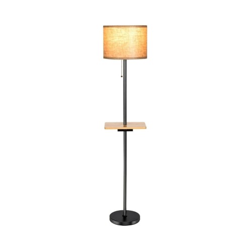 Lampa stojąca podłogowa z drewnianą półką