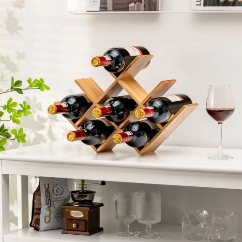 Bambusowy pionowy stojak na wino 8 butelek