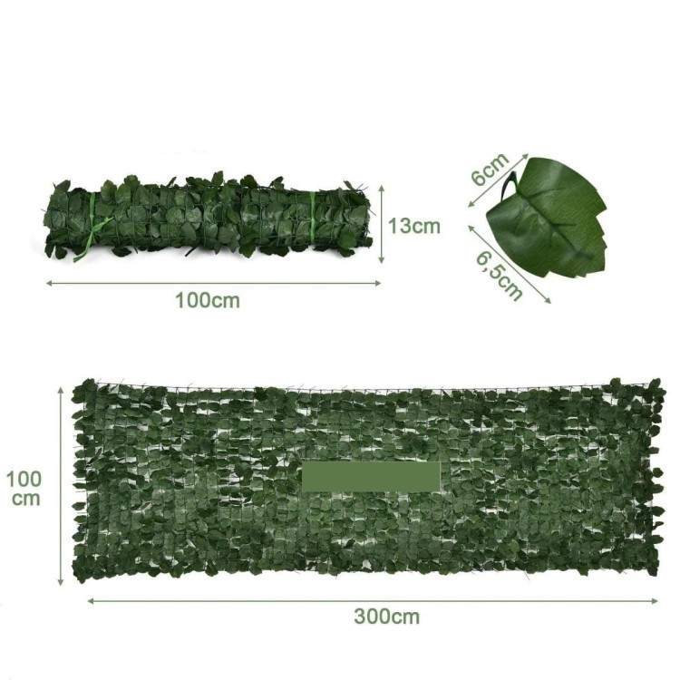 Żywopłot ze sztucznymi liśćmi bluszczu 300 x 100 cm