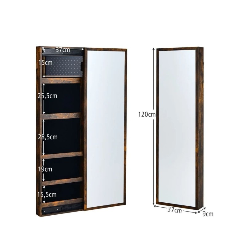 Wisząca toaletka Szafka na biżuterię z lustrem 37 x 9 x 120 cm