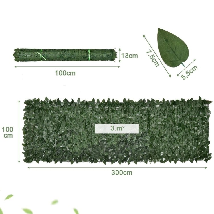 Żywopłot ze sztucznymi liśćmi 300 x 100 cm