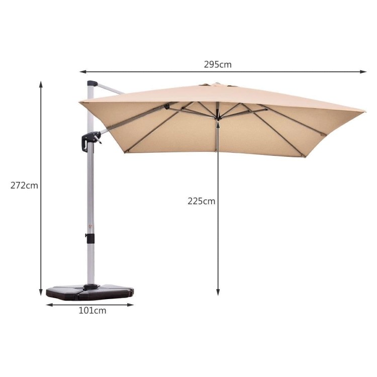 Parasol z podstawą krzyżową i aluminiowym słupkiem 295 x 295 x 272 cm
