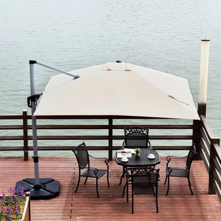 Parasol z podstawą krzyżową i aluminiowym słupkiem 295 x 295 x 272 cm