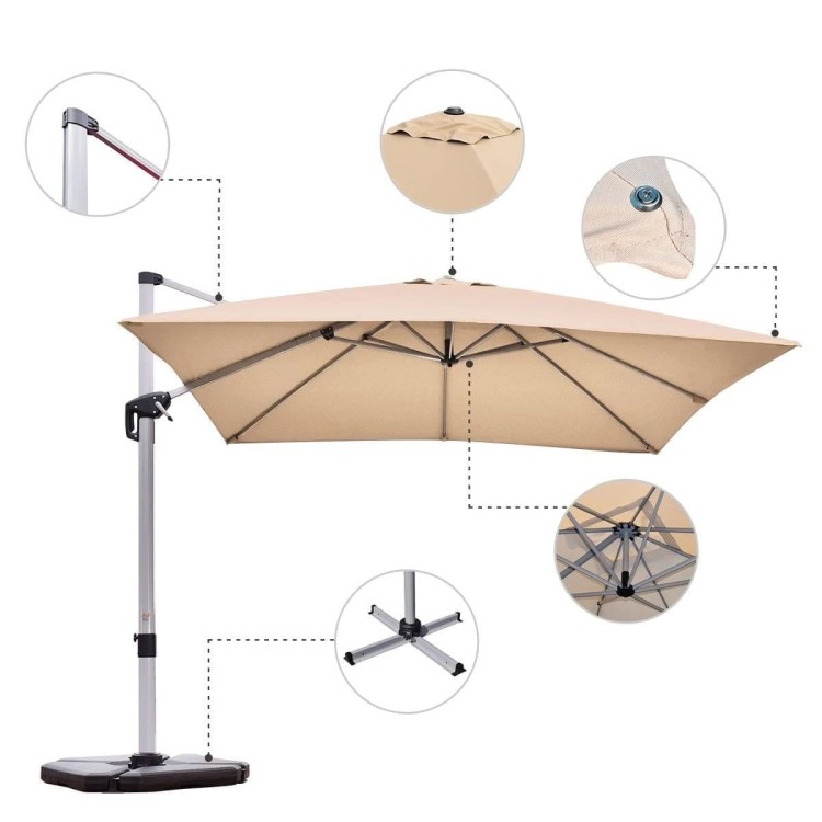 Parasol z podstawą krzyżową i aluminiowym słupkiem 295 x 295 x 272 cm