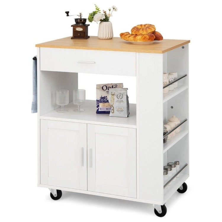 Wyspa kuchenna na kółkach z półką i szafką 75 x 46 x 92 cm