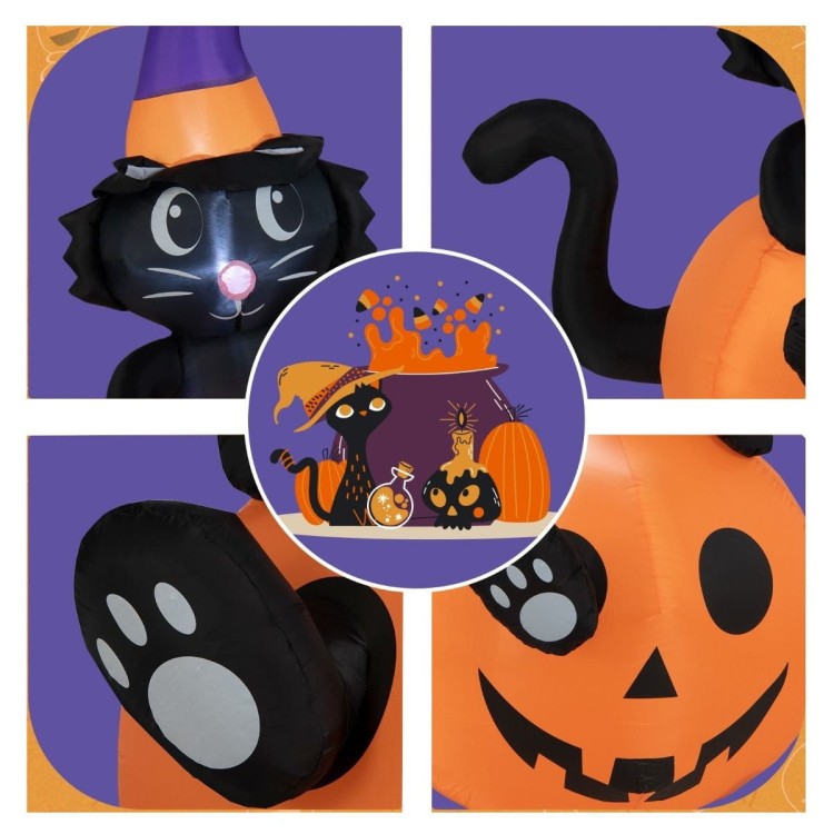 Dekoracja dmuchana Halloween LED dynia z kotem