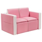 Sofa dziecięca z funkcja stołu i foteli różowa